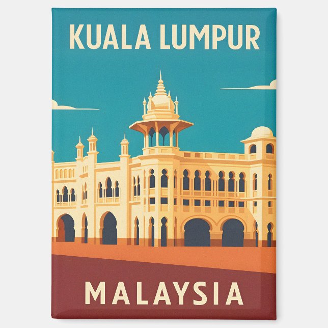 Aimant Retro Vintage Travel Kuala Lumpur Malaysia  (Recto)