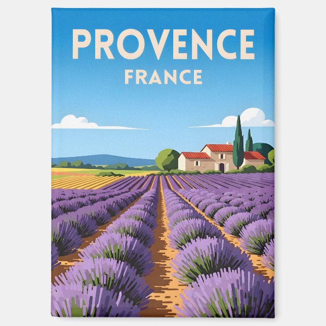Aimant Retro Vintage Travel Provence France Landscape (Recto)