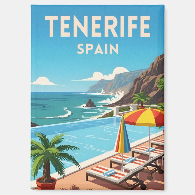 Aimant Retro Vintage Travel Tenerife Spain Seaside Coast (Recto)