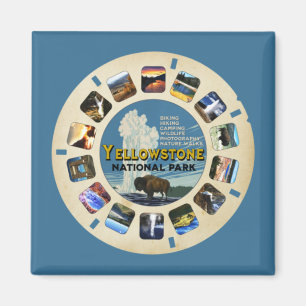AIMANT RÉTRO VINTAGE YELLOWSTONE PARC NATIONAL SOUVENIR