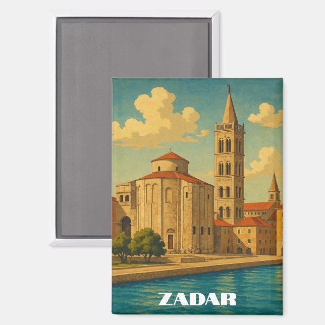 Aimant Retro Vintage Zadar Croatie Voyage (Recto/Verso)