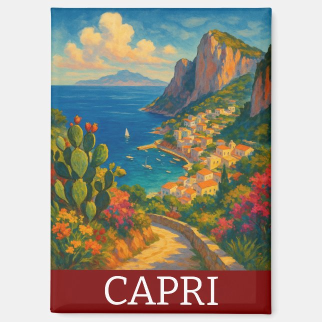 Aimant Retro Voyage Capri Italie Scenery (Recto)