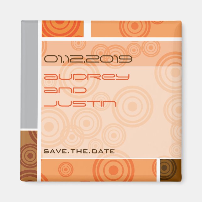 Aimant Rétros économies d'orange de blocs de cercles (Devant)