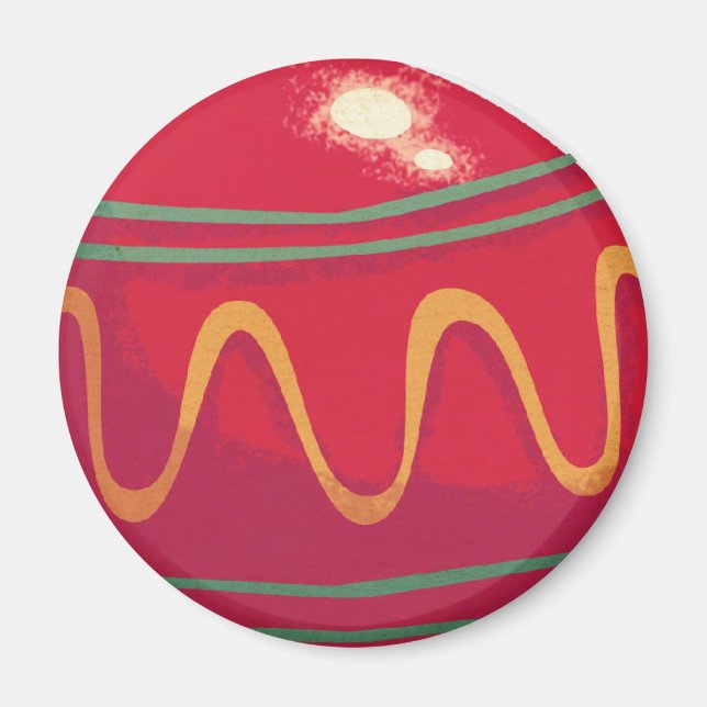 Aimant Rétros ornements rouges et verts de Noël (Devant)