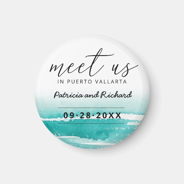Aimant Retrouvez-Nous Dans Teal Save The Date Mariage De  (Devant)