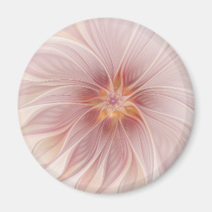 Aimant Rêve Floral Rose Pâle Abstrait Art Fractal Fleur