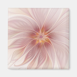 Aimant Rêve Rose Pâle Floral Art Fractal Abstrait Fleur