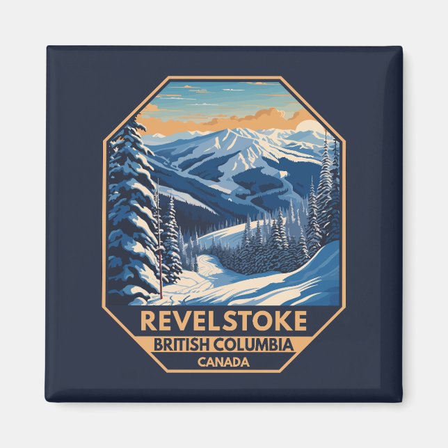 Aimant Revelstoke Canada Vintage hivernal (Devant)