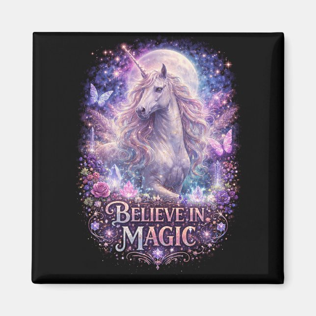 Aimant Rêves de licorne au clair de lune (Devant)