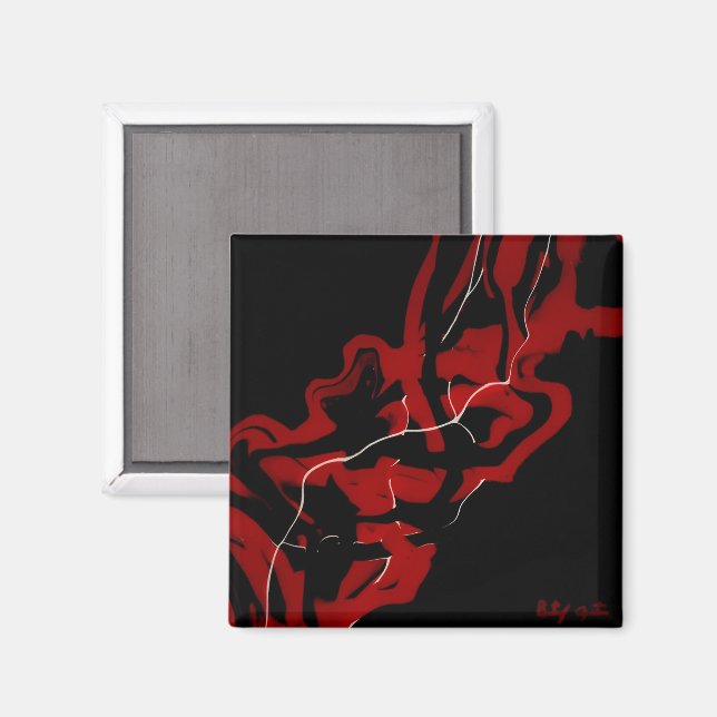 Aimant Rêves et Cauchemars Abstrait Rouge Fluide Art (Recto/Verso)