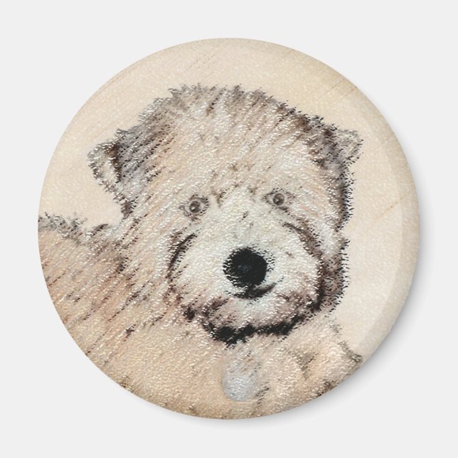 Aimant Revêtu doux Roue Peinture Terrier Art original (Devant)