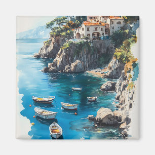 Aimant Rêveuse Côte d'Amalfi : Conception de Peinture à l