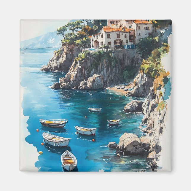 Aimant Rêveuse Côte d'Amalfi : Conception de Peinture à l (Devant)