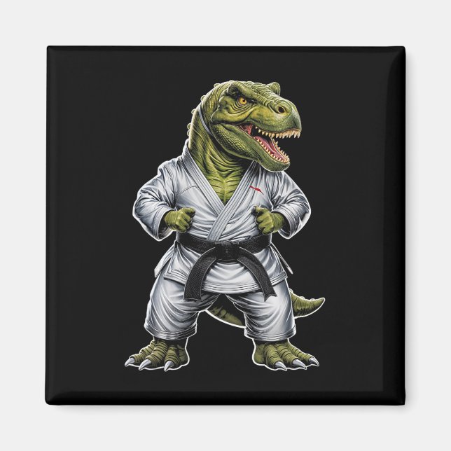 Aimant Rex Arts Martiaux Dinosaure Karaté Jiu-jitsu Ninja (Devant)