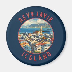 Aimant Reykjavík Islande Cercle retro désorganisé