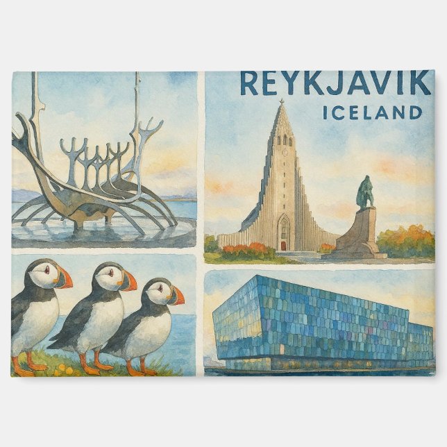 Aimant Reykjavik Islande multivue  (Recto)