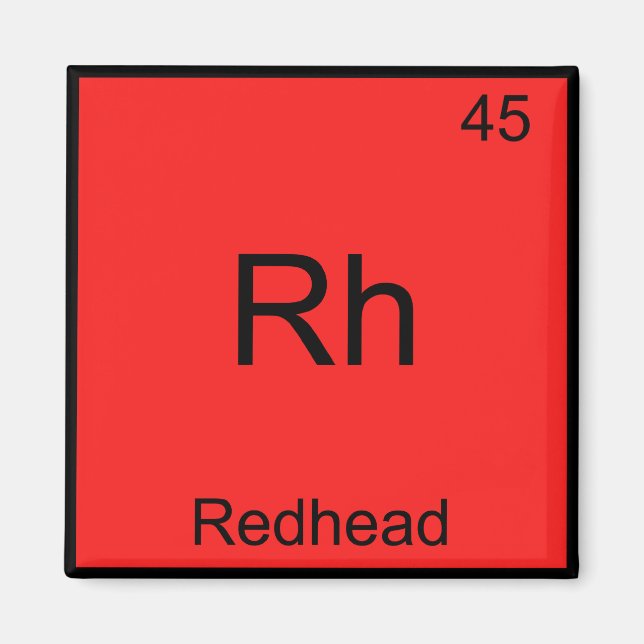 Aimant Rh - Rouge Funny Chimie Symbole de l'élément Tee (Devant)