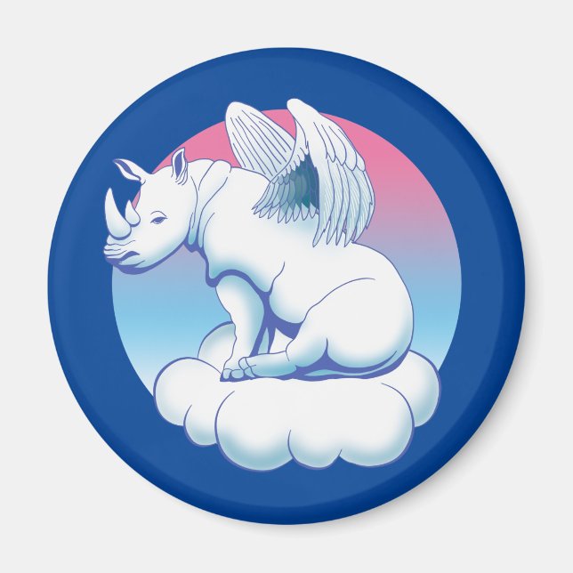 Aimant Rhino Angel - Sensibilisation à la conservation de (Devant)