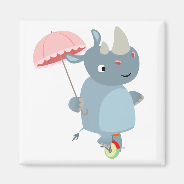 Aimant Rhino avec parapluie sur l'aimant Unicycle (Devant)