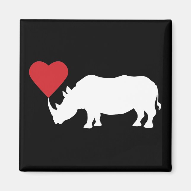 Aimant Rhino-Blanc-Coeur (Devant)