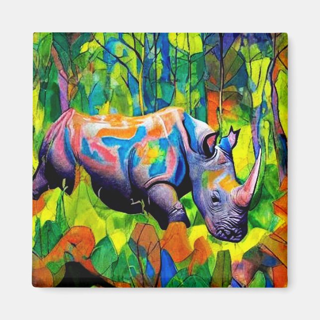 Aimant Rhino reflétant le feuillage (Devant)