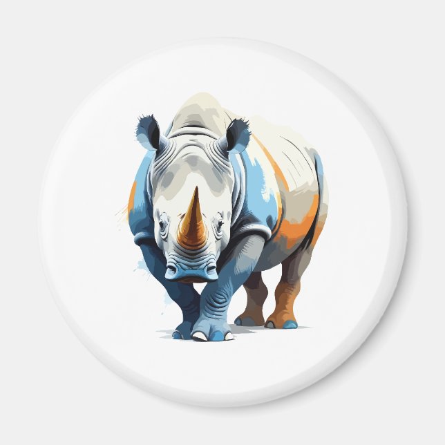 Aimant Rhinoceros Vector Art avec des couleurs vives (Devant)