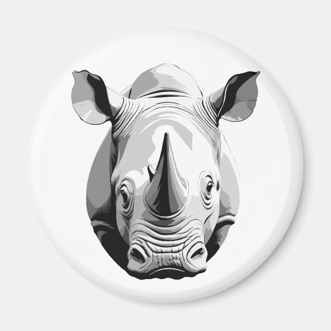 Aimant Rhinoceros Vector Graphisme Art Portrait Animal Wi (Devant)