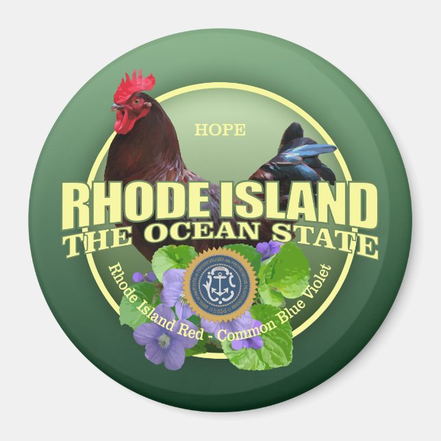 Aimant Rhode Island State Bird & Flower (Devant)