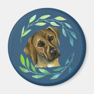 Aimant Rhodesian Ridgeback avec aquarelle de couronne