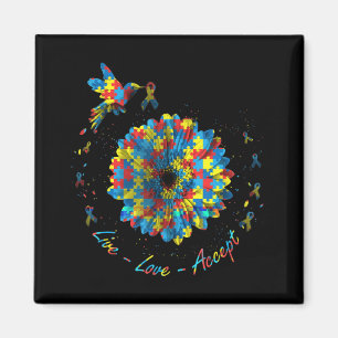 Aimant Ribbon Fleur Oiseau Puzzle Amour En Vie Accepter A