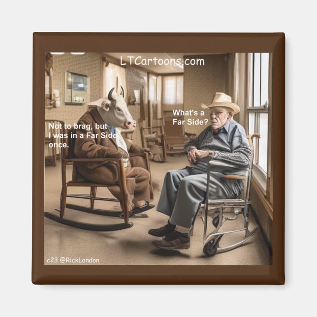 Aimant Rick London Retraité Far Side Vache Aime Se Vanter (Devant)