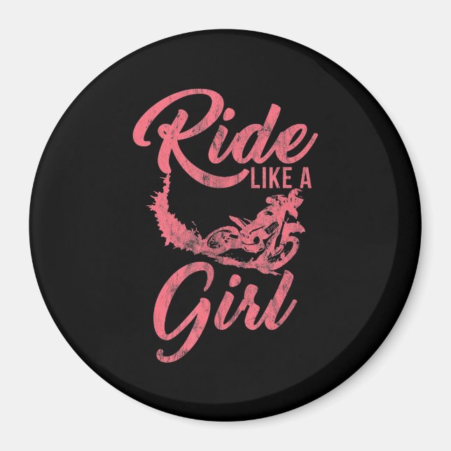 Aimant Ride Comme Une Fille Moto Drôle Cadeau Drôle (Devant)