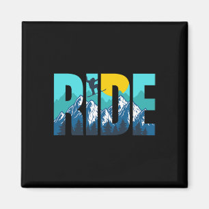Aimant Ride Mountain Snowboard Pistes Sunset Graphisme
