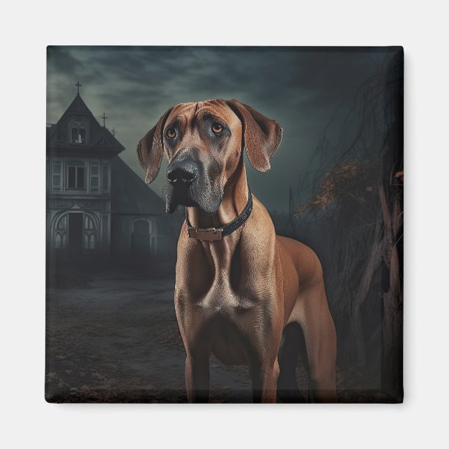 Aimant Ridgeback rhodésien Halloween Épouvantable (Devant)