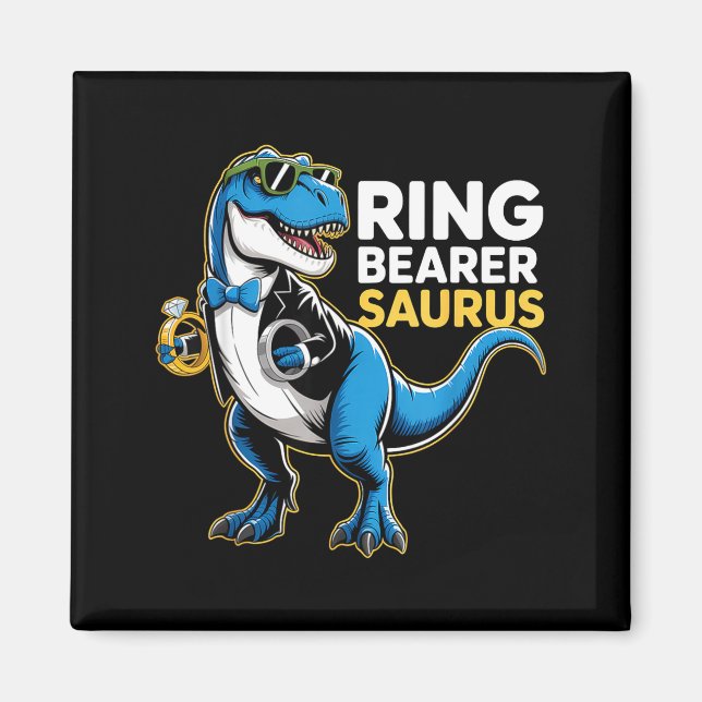 Aimant Ring Bearer T-rex Dino Funny Wedding Party Ring Di (Devant)