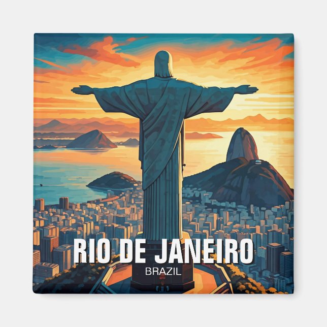 Aimant Rio de Janeiro Christ rédempteur coucher du soleil (Devant)