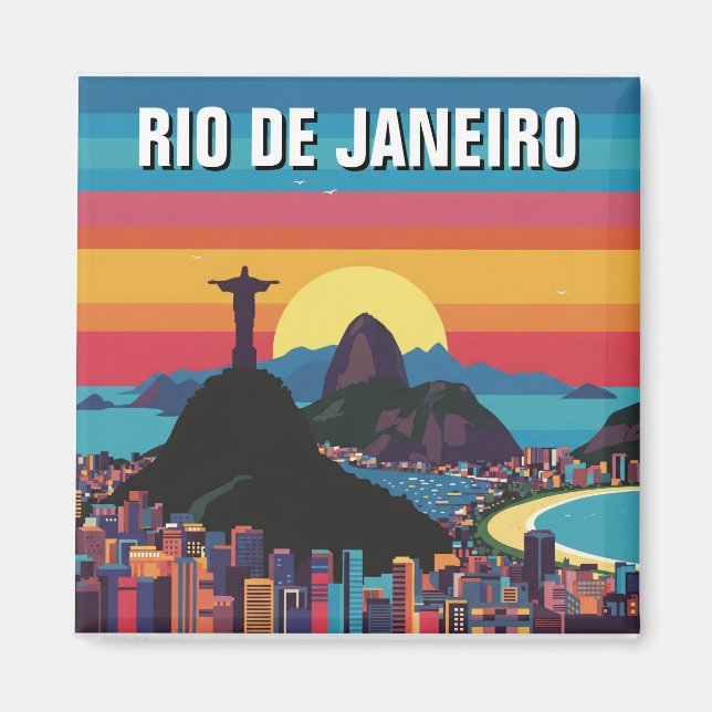 Aimant Rio de Janeiro Christ rédempteur rétro Vintage (Devant)