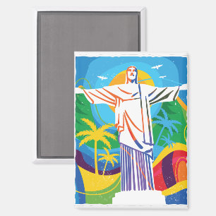 Aimant Rio de Janeiro Cristo Redentor Brésil coloré