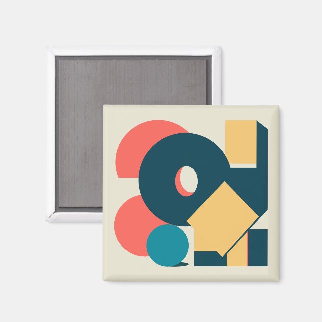 Aimant risographe géométrique vintage rétro, risoprint (Recto/Verso)