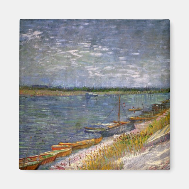 Aimant Rivière avec bateaux à rames par Vincent van Gogh (Devant)
