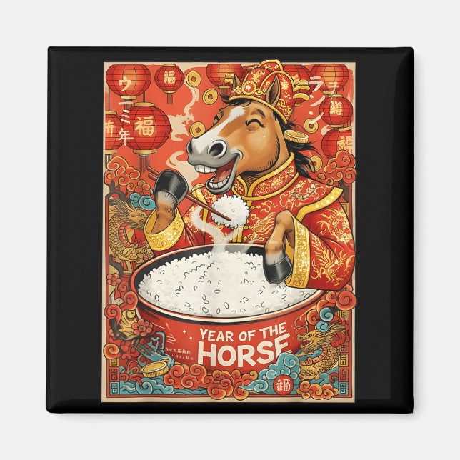 Aimant Riz du Cheval Zodiaque Chinois Hommes (Devant)