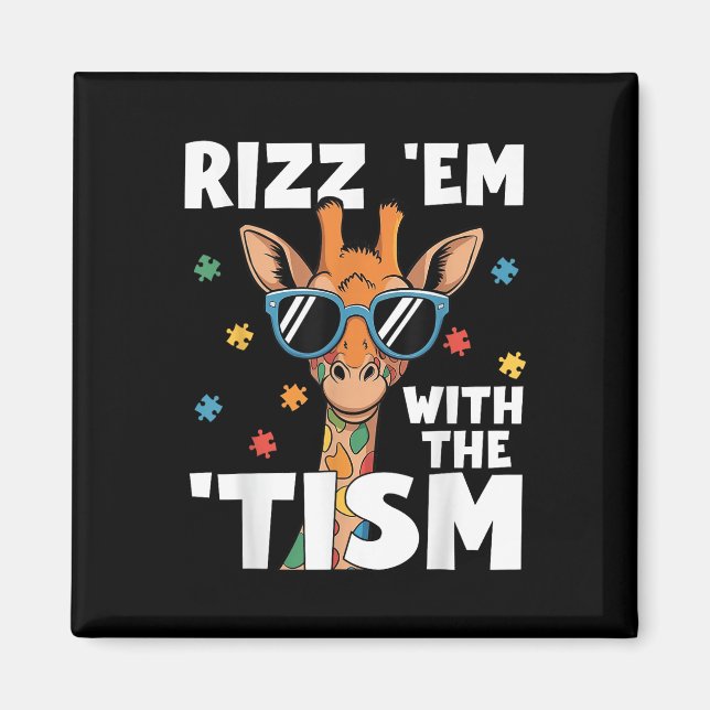 Aimant Rizz Em Avec Le Tisme Autisme Giraffe Autisme Drôl (Devant)
