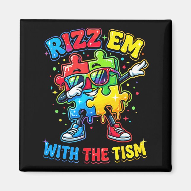 Aimant Rizz Em avec The Tism Mois de la sensibilisation à (Devant)