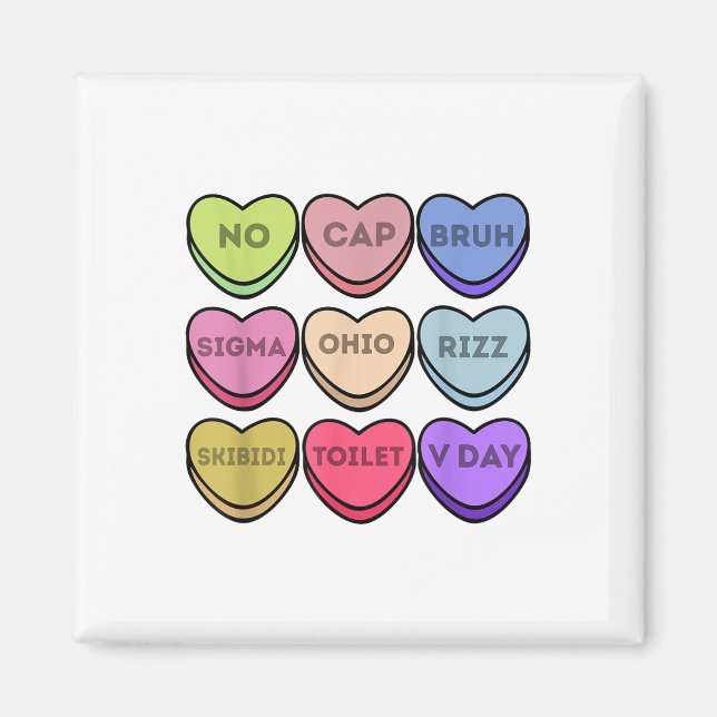 Aimant Rizz Valentines Bonbons Coeurs Garçons Valentine B (Devant)