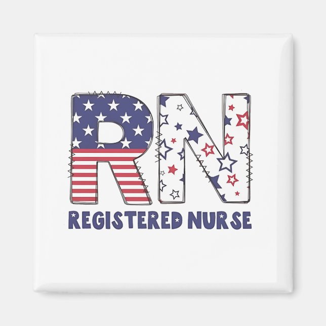 Aimant RN Infirmière inscrite 4 juillet subtile Américain (Devant)
