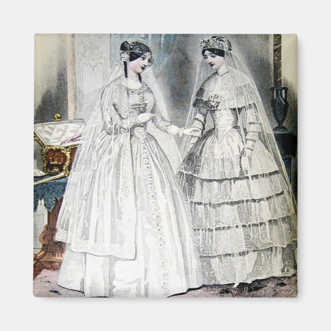 Aimant Robe de Mariée Victorienne Deux Femmes (Devant)