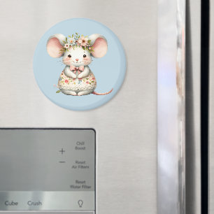 Aimant Robe de souris florale mignonne Couronne de fleurs
