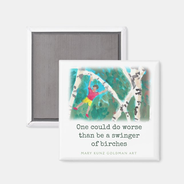 Aimant Robert Frost Poem Birches Illustré À La Main (Recto/Verso)