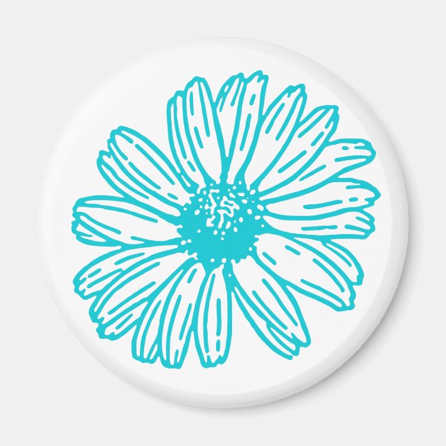 Aimant Robin Egg Blue Daisy Print, Hippie Flowers Motif (Devant)
