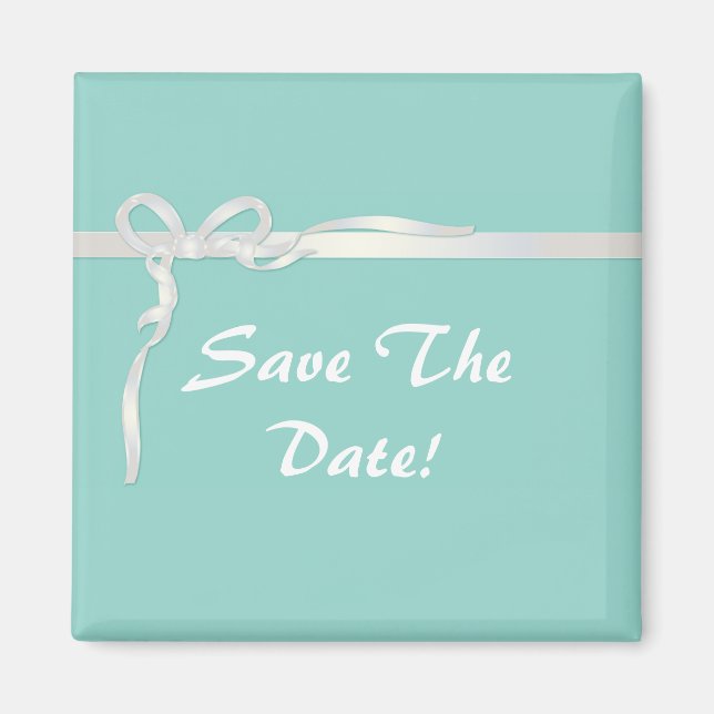 Aimant Robin's Egg Blue Jewelry Box avec ruban blanc (Devant)
